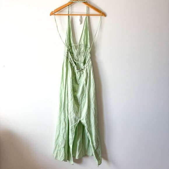 Zara Linen Cotton Halter Midi Dress Blogger Fav Green Size Small - Picture 4 of 6